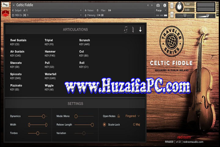 Red Room Audio Traveler Series Celtic Fiddle PC Software with Patch 